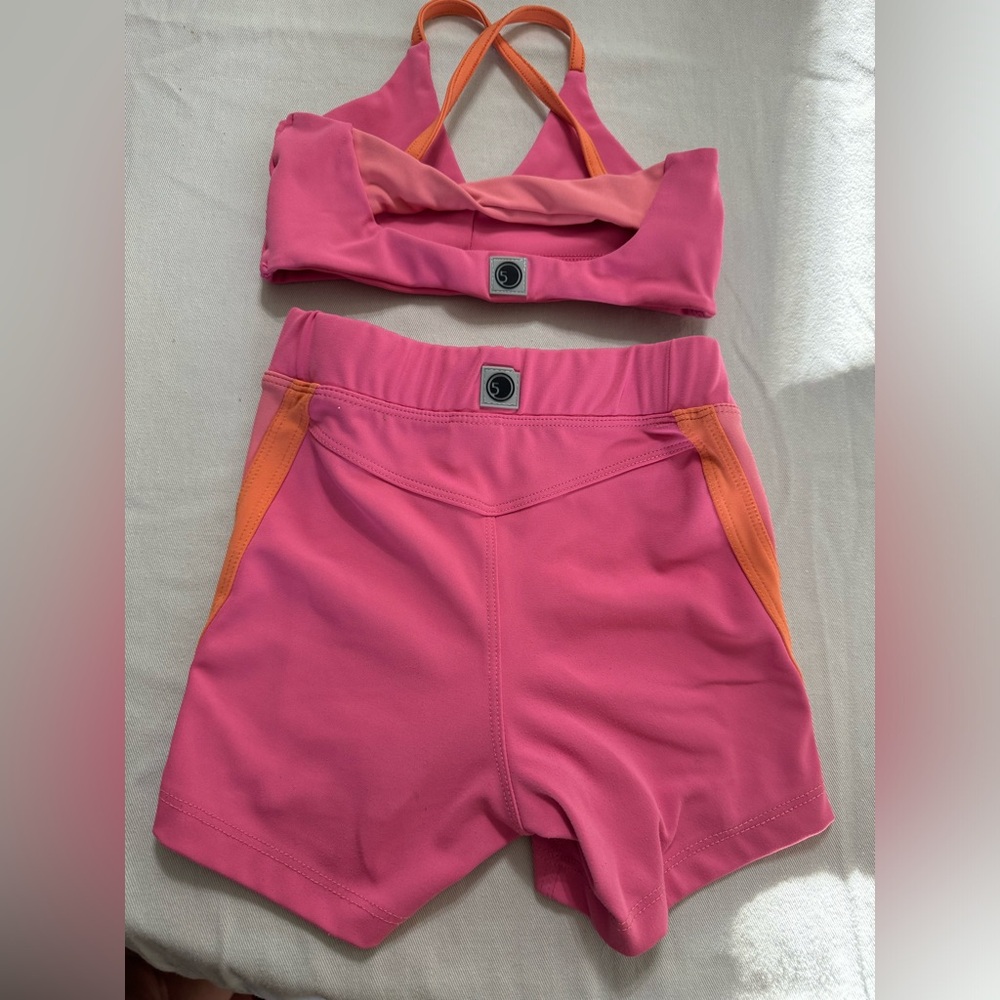 Girls Five Dance wear set. Laci 5 collection. Pink. Youth large.